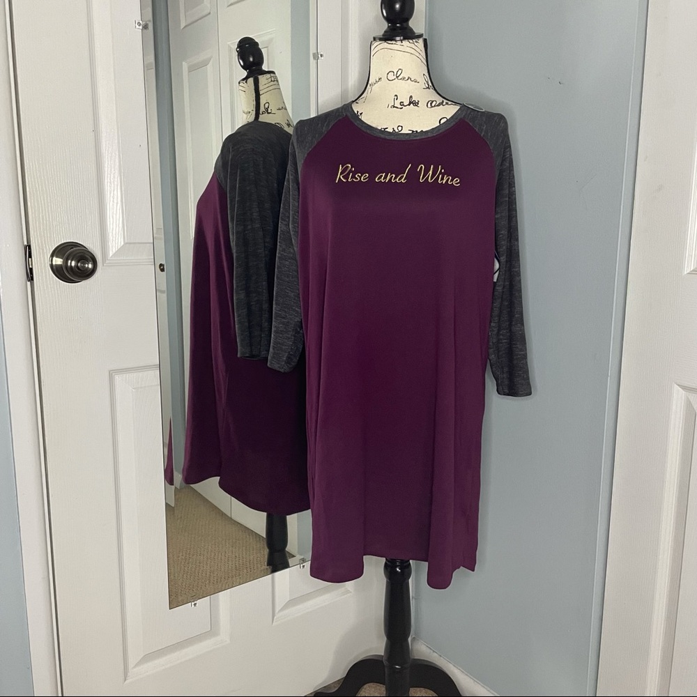 Pillow Talk Rise and Wine Super Soft Night Shirt Size L